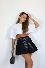 חצאית מיני שילוב בנדנה