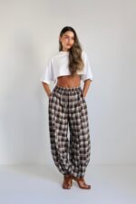 ⁦מכנסיים משבצת גומי תפר⁩ – תמונה ⁦7⁩