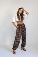 ⁦מכנסיים משבצת גומי תפר⁩ – תמונה ⁦24⁩