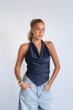 ⁦חולצה קולר סאטן רבידה 51807⁩ – תמונה ⁦20⁩