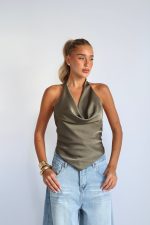 ⁦חולצה קולר סאטן רבידה 51807⁩ – תמונה ⁦23⁩