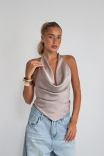 ⁦חולצה קולר סאטן רבידה 51807⁩ – תמונה ⁦28⁩