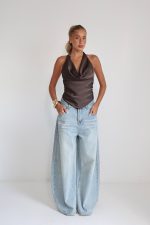 ⁦חולצה קולר סאטן רבידה 51807⁩ – תמונה ⁦4⁩