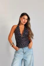 ⁦חולצה אבזם נקודות⁩ – תמונה ⁦2⁩