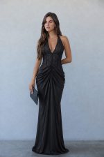 ⁦שמלה תחרה כיווץ מקסי⁩ – תמונה ⁦3⁩