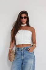 ⁦סטרפלס תחרה שילוב צעיף⁩ – תמונה ⁦4⁩