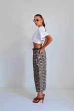 ⁦מכנס בלון משבצת+חגורה⁩ – תמונה ⁦6⁩