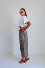 ⁦מכנס בלון משבצת+חגורה⁩ – תמונה ⁦7⁩