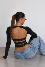 ⁦חולצה פס תחרה⁩ – תמונה ⁦2⁩