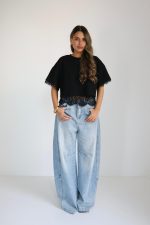 ⁦חולצה קרופ שילוב תחרה⁩ – תמונה ⁦18⁩