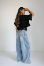 ⁦חולצה קרופ שילוב תחרה⁩ – תמונה ⁦15⁩