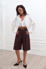 ⁦ברמודה משבצת שילוב חגורה⁩ – תמונה ⁦3⁩