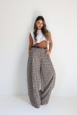 ⁦מכנס משבצות מיס+חגורה⁩ – תמונה ⁦2⁩
