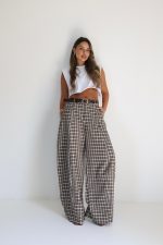 ⁦מכנס משבצות מיס+חגורה⁩ – תמונה ⁦4⁩
