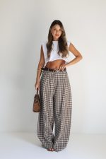 ⁦מכנס משבצות מיס+חגורה⁩ – תמונה ⁦5⁩