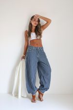 ⁦ג׳ינס פסים כפתור תחתון כהה⁩ – תמונה ⁦14⁩