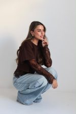 ⁦חולצה שרוול תחרה⁩ – תמונה ⁦4⁩