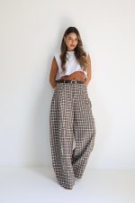 ⁦מכנס משבצות מיס+חגורה⁩ – תמונה ⁦3⁩
