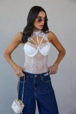 ⁦בגד גוף קולר תחרה⁩ – תמונה ⁦2⁩