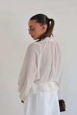 ⁦חולצה שיפון שילוב חגורה⁩ – תמונה ⁦13⁩