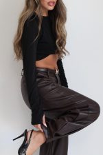 ⁦מכנס עור שילוב חגורה H⁩ – תמונה ⁦11⁩