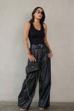 ⁦מכנס עור חגורה משתלבת⁩ – תמונה ⁦5⁩