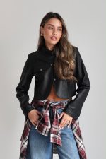 ⁦ג׳קט עור מעוגל מיס 8820⁩ – תמונה ⁦5⁩