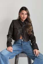 ⁦ג׳קט עור מעוגל מיס 8820⁩ – תמונה ⁦8⁩