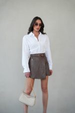 ⁦חצאית עור מעטפה חגורה 2368⁩ – תמונה ⁦8⁩